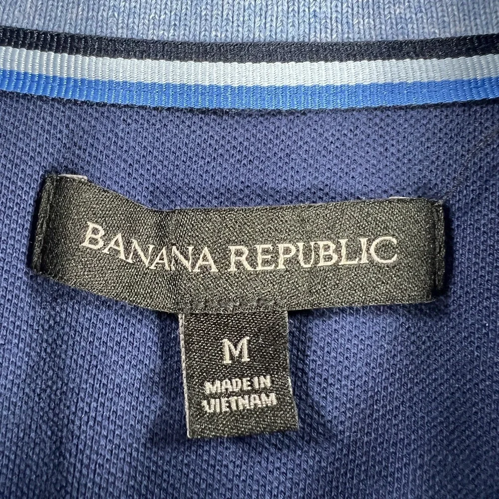 Banana Republic Polo Shirt Mens Medium‎ Blue Short Sleeve Classic Preppy